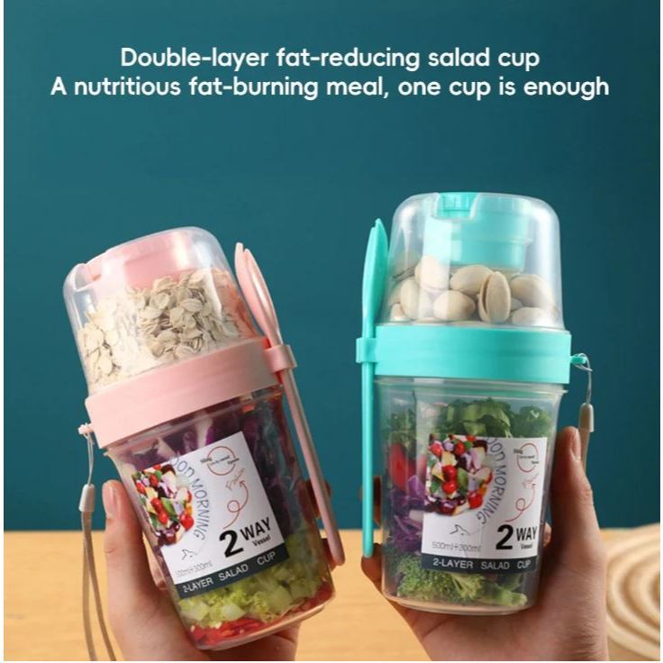 MH - SALAD CUP 2 WAY - TEMPAT SALAD BUAH - TEMPAT SALAD SAYUR - SALAD BOWL - TEMPAT BEKAL BUAH 2 LAYER