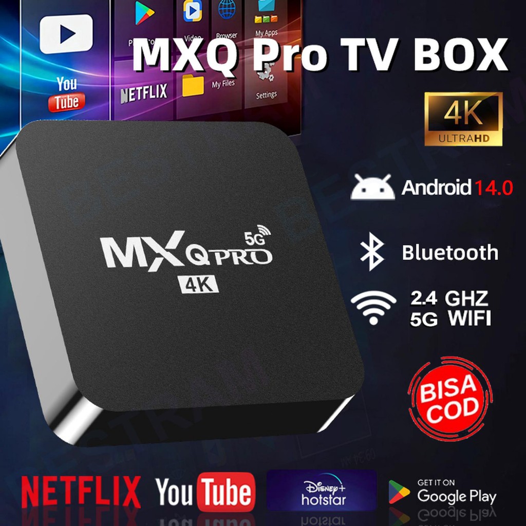 HARGA TERBAIK MXQPro 4K Android Tv Box Android 14.0os 2.4G WIFI 16gb Ram 512gb Rom Smart TV Box
