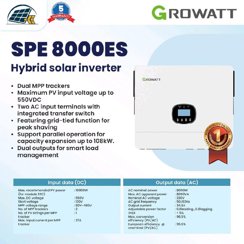 Inverter Growatt Hybrid Terbaru SPE 8000 ES 8KW