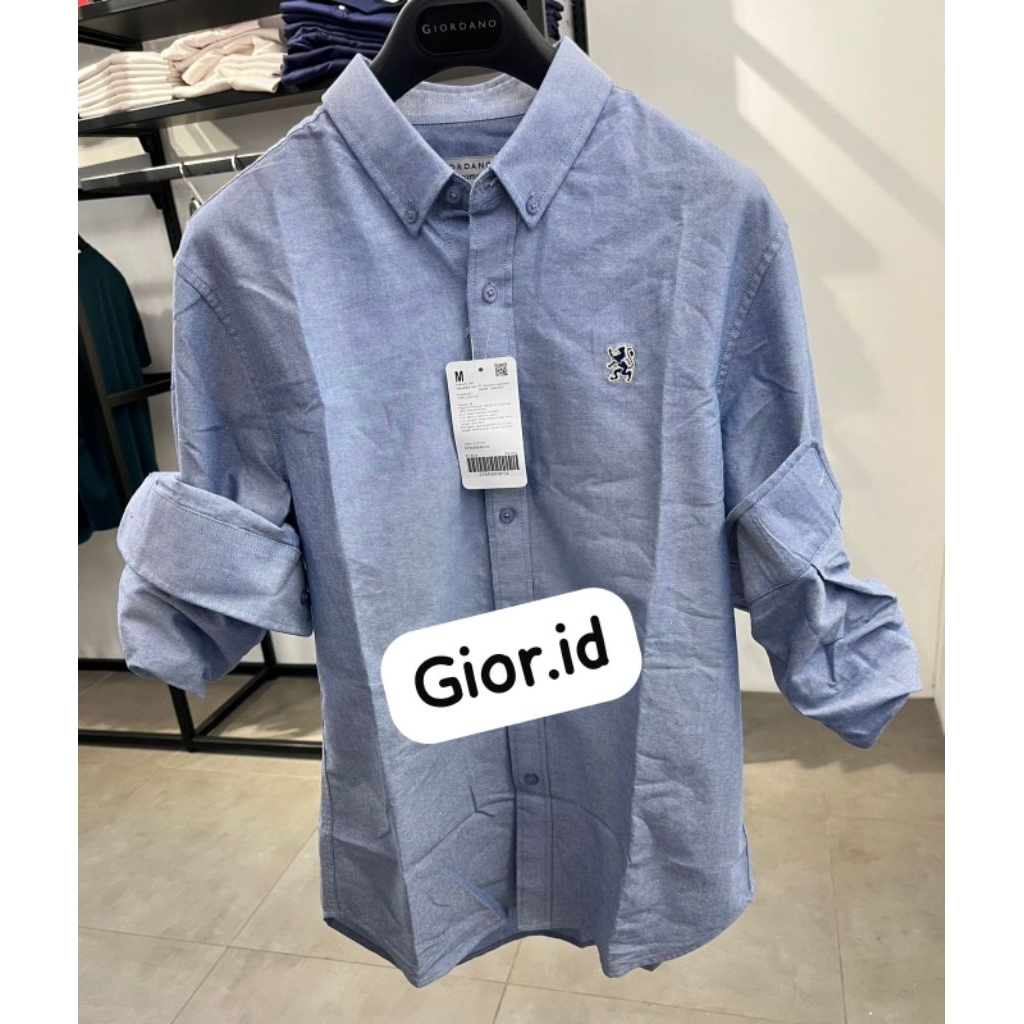 GIORDANO MENS PRIA 3D LION SHIRT OXFORD ORIGINAL STORE | KEMEJA PRIA ORIGINAL GIORDANO 3D LION