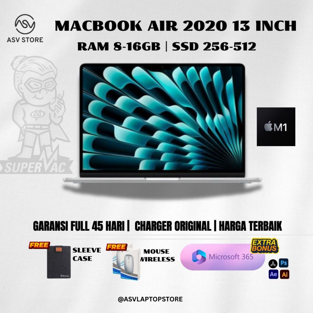 MACBOOK AIR 2020 13 INCH CORE M1 I5 I3 RAM 16GB 8GB SSD 512GB 256GB LAPTOP APPLE CTO 2018 2019