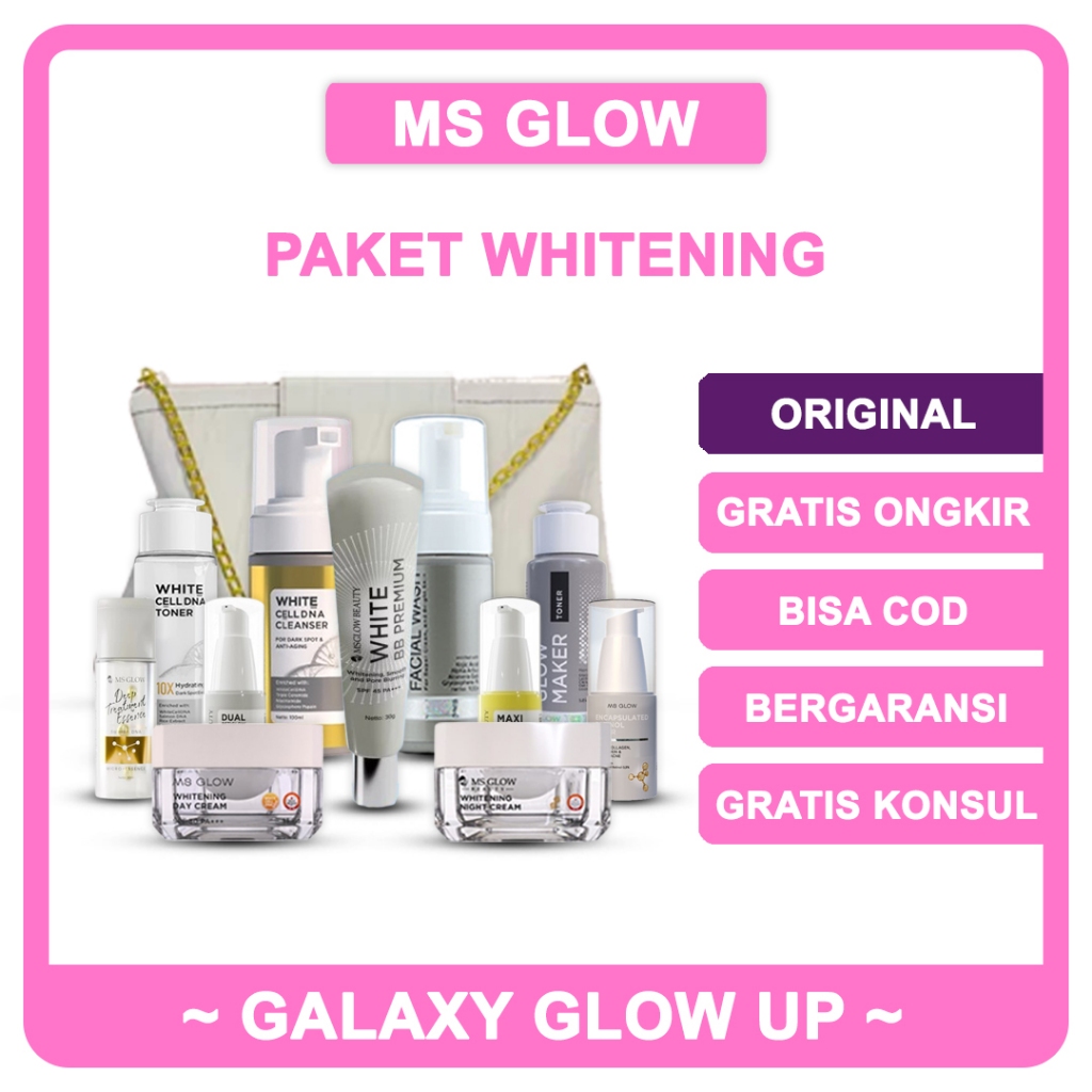Ms Glow Whitening 1 Paket Lengkap Original Mencerahkan Kulit Wajah - Samarinda