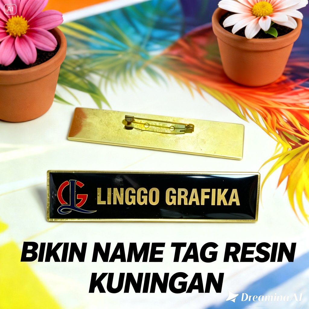 NAMA DADA KUNINGAN RESIN, NAMETAG KUNINGAN RESIN , NAMA DADA RESIN , MAGHNET, PENITI