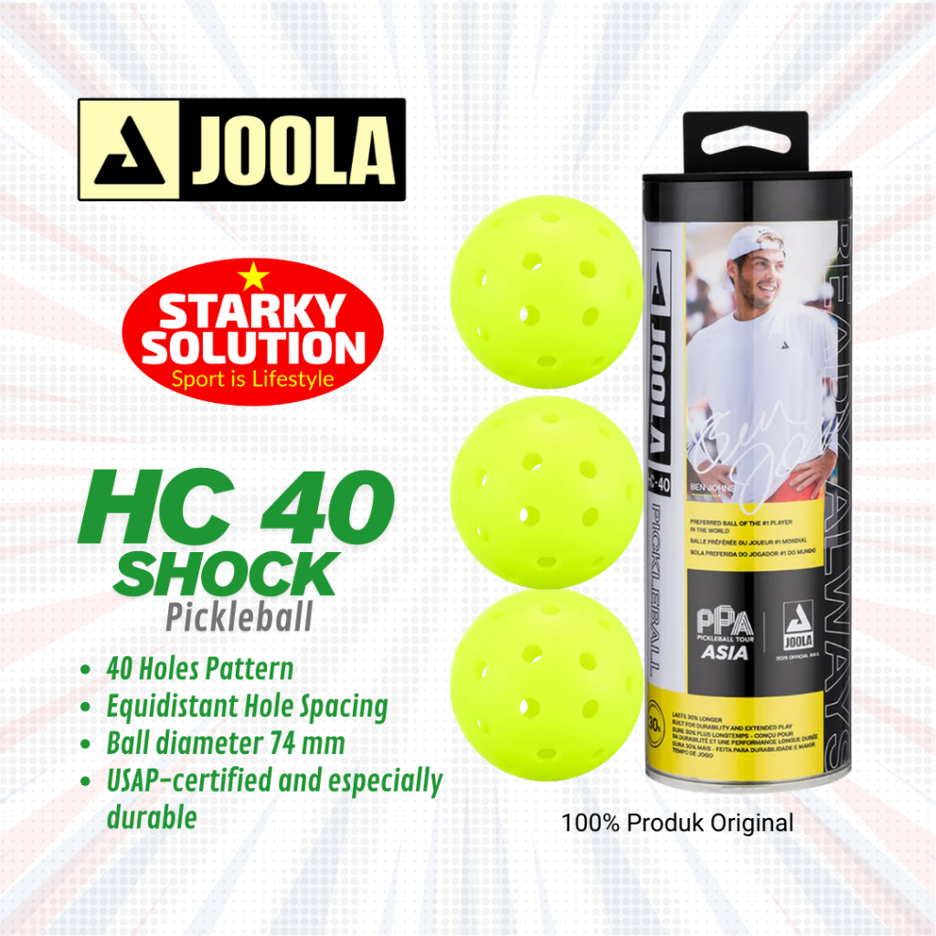 Bola Pickleball JOOLA HC 40 Pickle Ball 40 Lubang Holes HC40 Original - isi 3