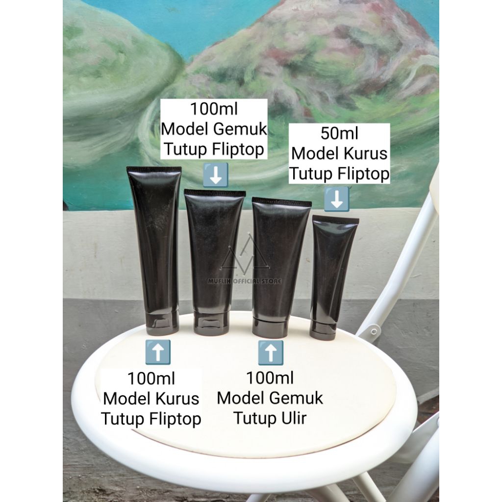 Tube Kosong 50ml 100ml Hitam Tutup Fliptop Termurah Terlaris Terlengkap Terpercaya | Botol Tube Kema