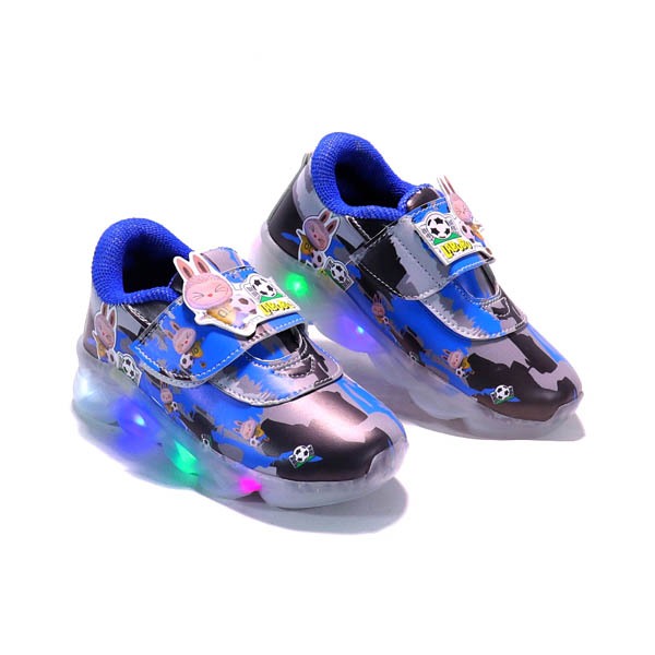 Sepatu Led Anak Laki-Laki Bahan Puma Balon Karakter Labubu Bola Warna Biru Merah Usia 1-6 Tahun