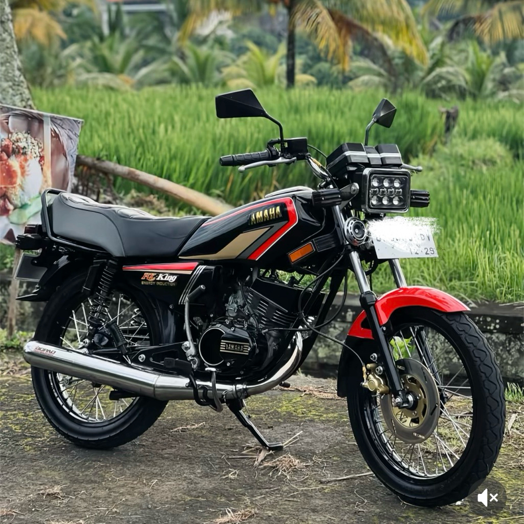 BEST SELLER STICKER STRIPING LIS BODY YAMAHA RX KING COBRA 1992 HITAM GRAFIS MERAH DAN EMBLEM YAMAHA