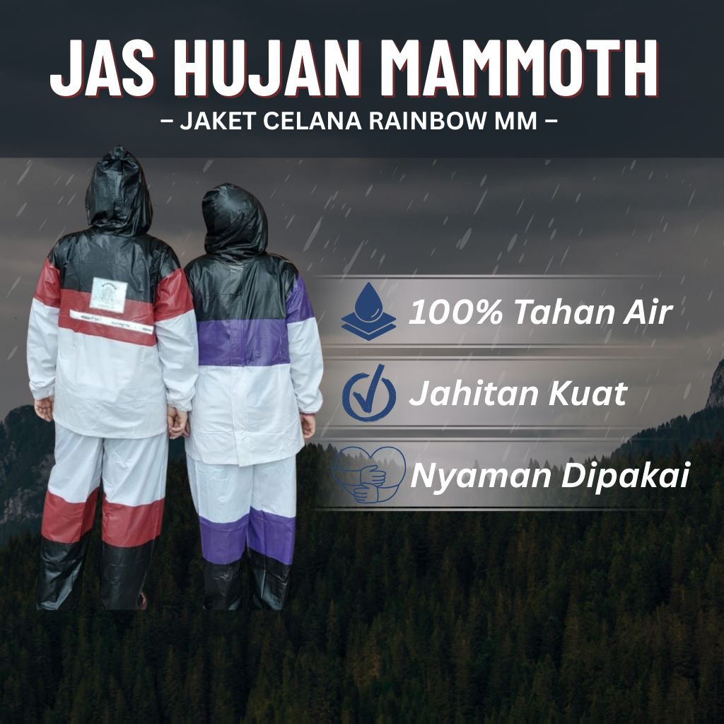 Jas Hujan Setelan Rainbow Mammoth