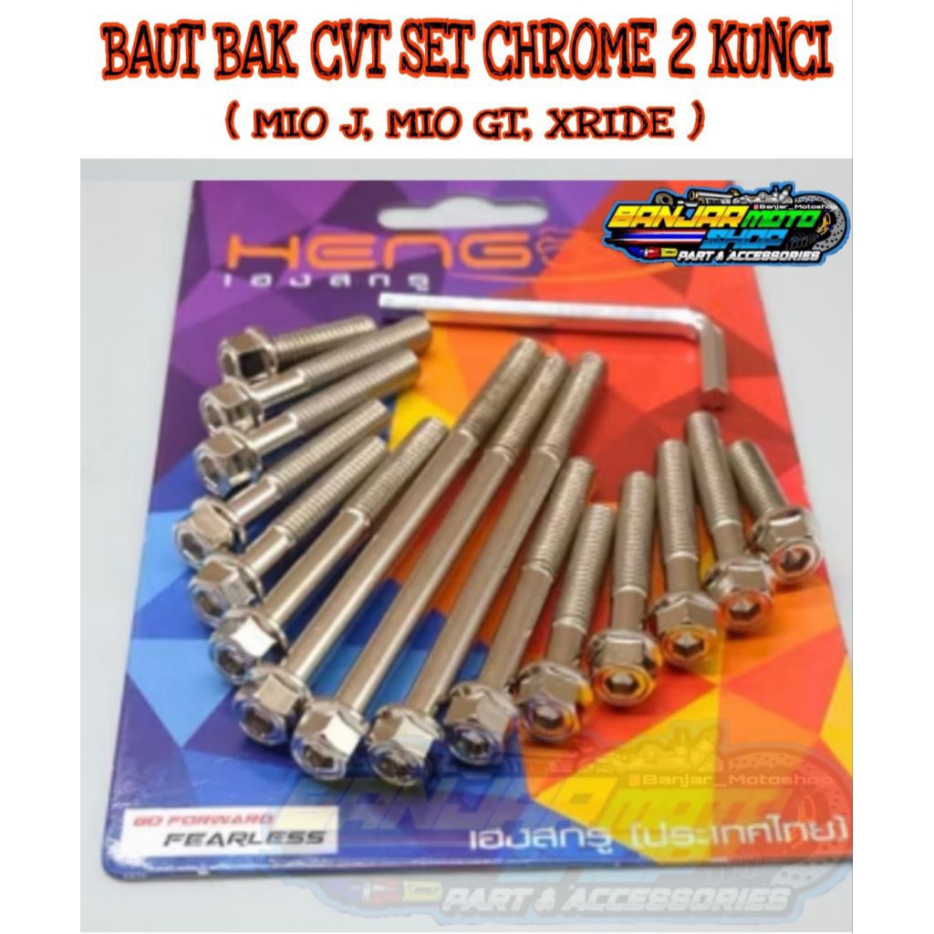 BAUT BAK CVT SET MIO J MIO GT XRIDE  PROBOLT HENG ORIGINAL 2 KUNCI CHROME STAINLESS / BAUT CVT YAMAH