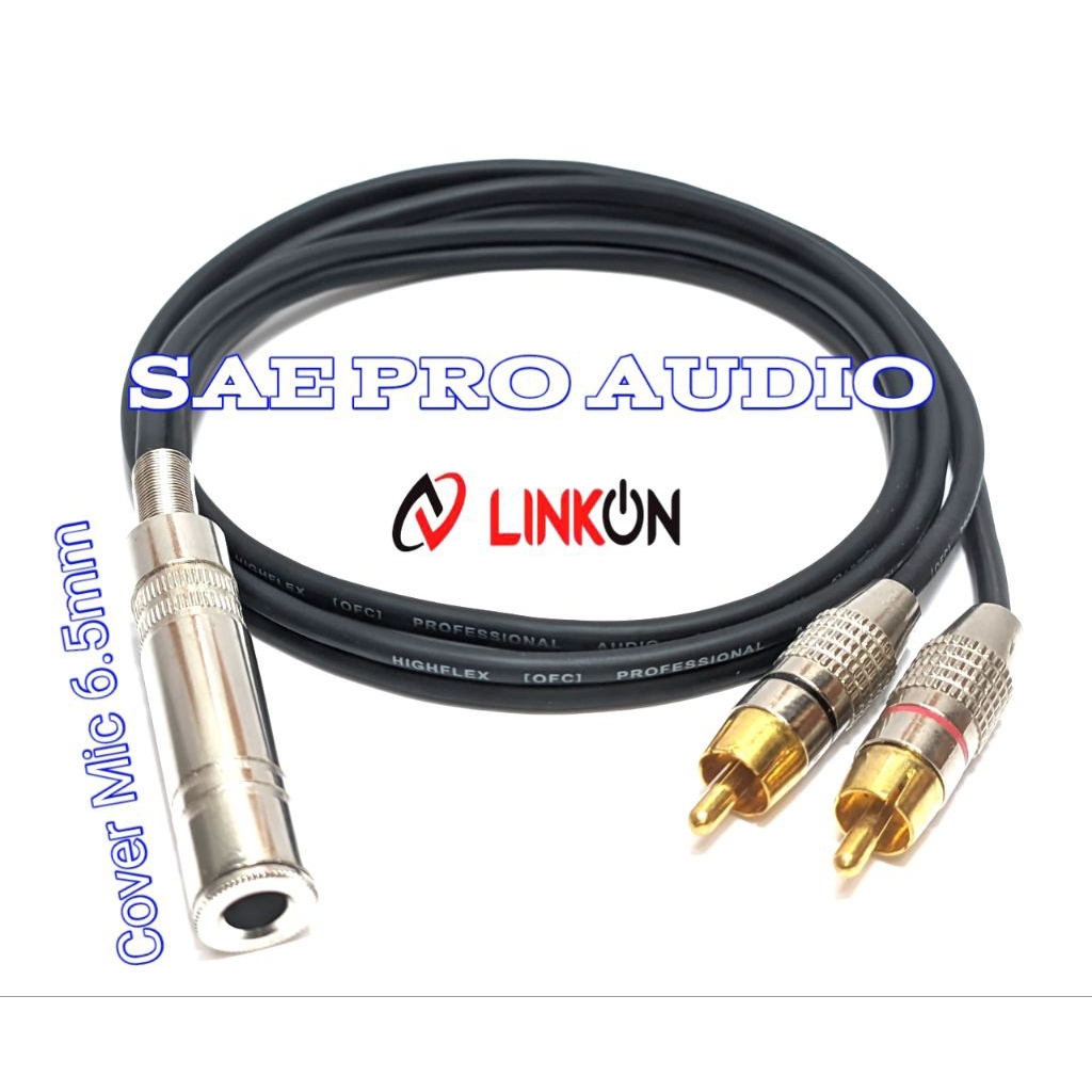 Kabel Sambungan Mic Jack Cover Mic 6.5mm To 2 Rca 3.5mm Kabel Link On Tembaga Original Kualitas Prem