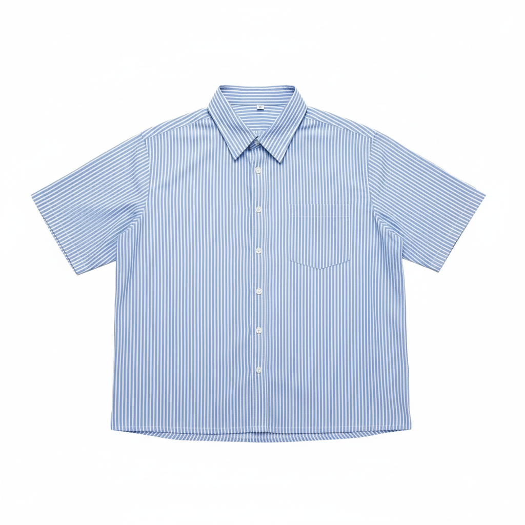 Kemeja Stripe Biru Boxy Skena Workshirt