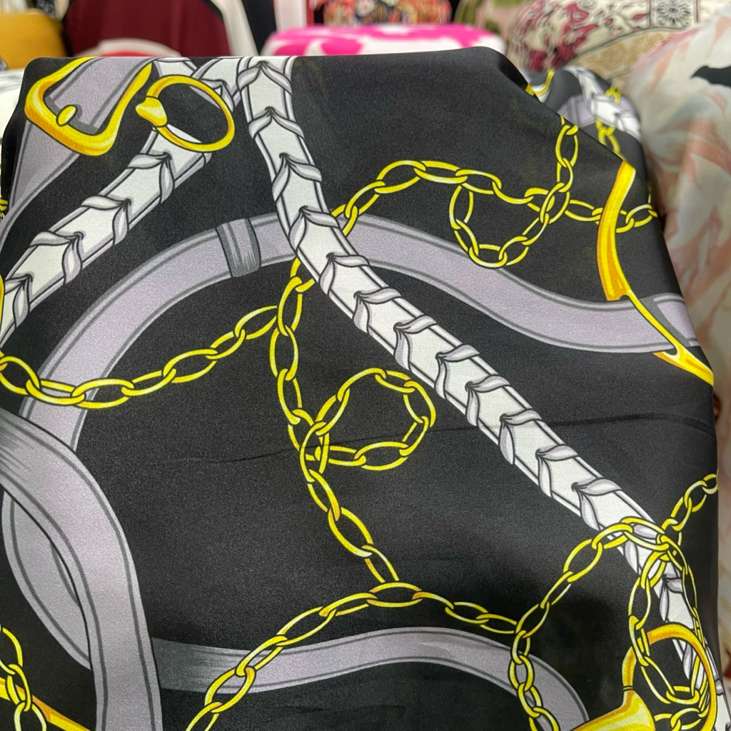 kain baby silk motif rantai premium - kain satin baby silk original - kain silk lembut ekslusif lqb