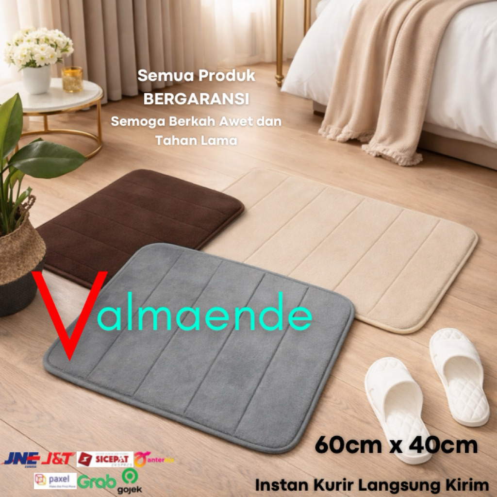 Keset Kamar Mandi Dapur Keset Bulu Halus Bludru Microfiber Karpet Kamar Keset PolosMemory Foam