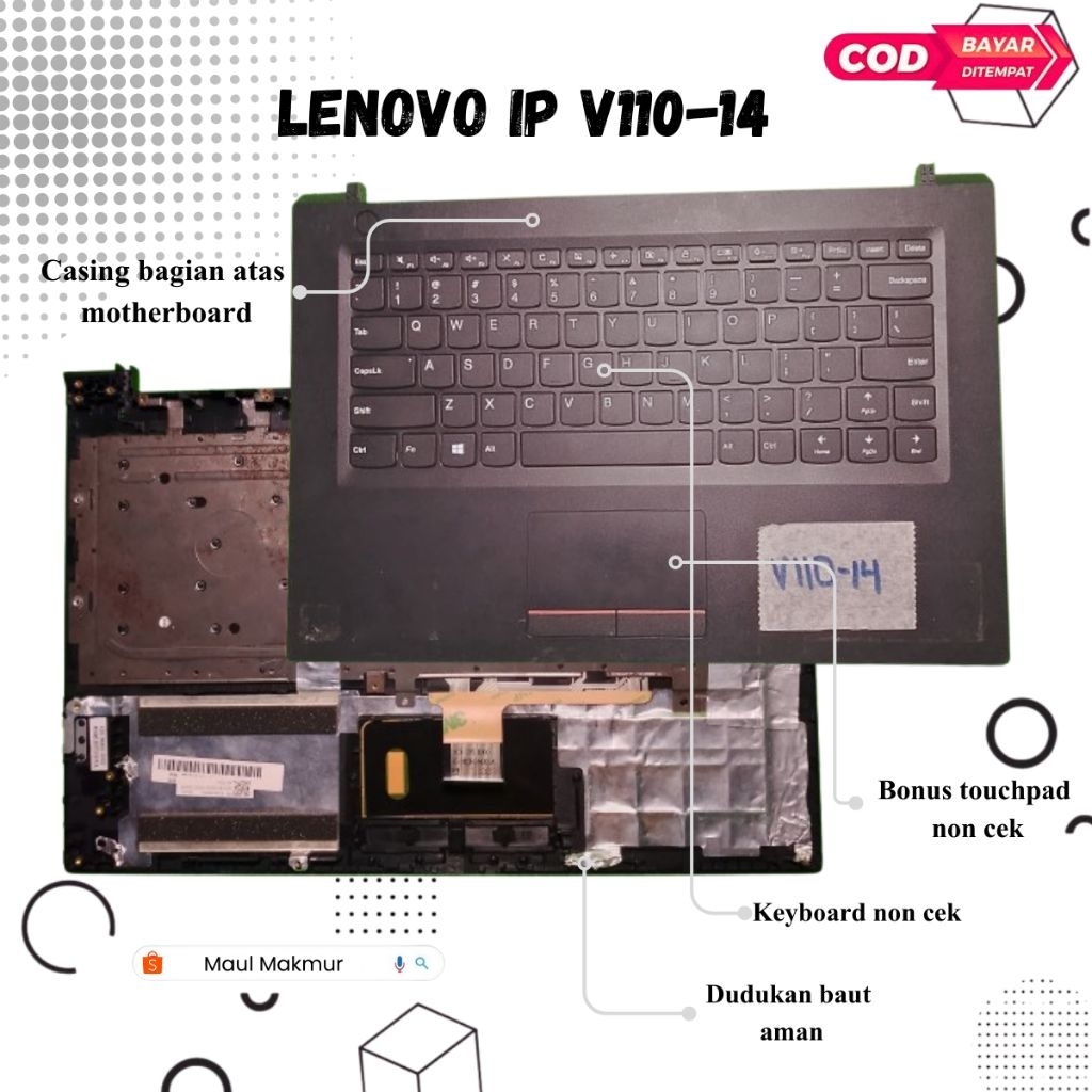 SECOND Casing Laptop Lenovo Ideapad V110-14 | Casing C Bagian Atas Motherboard Laptop