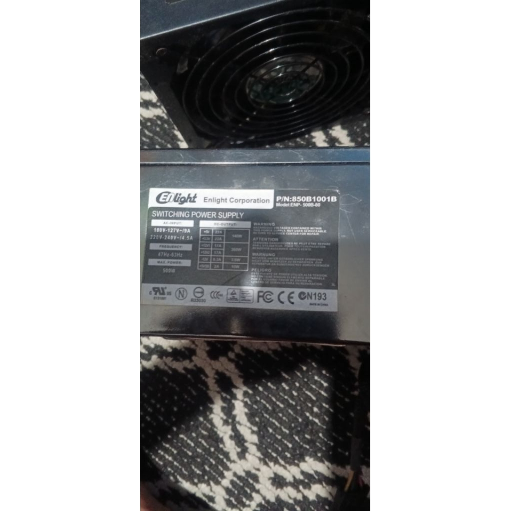 PSU power supply enlight 500W berat