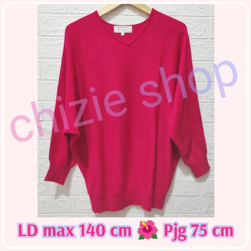 ROPE PICNIC - Atasan rajut magenta batwing