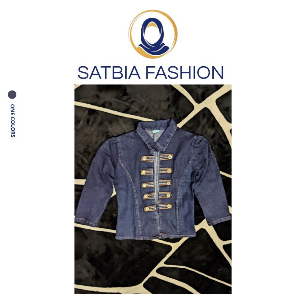 Jacket Blazer Denim Anak 12th Model Military Wanita 40/50 - SATBIA Fashion