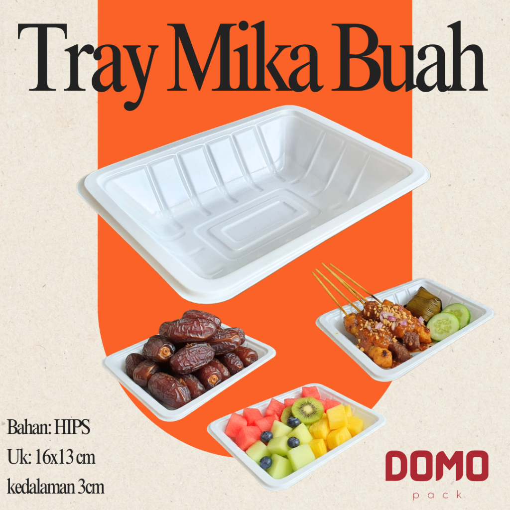 Tray Buah & Daging Plastik Putih 16x13x3 cm Tray Wadah Alas Buah Daging Sayur Plastik