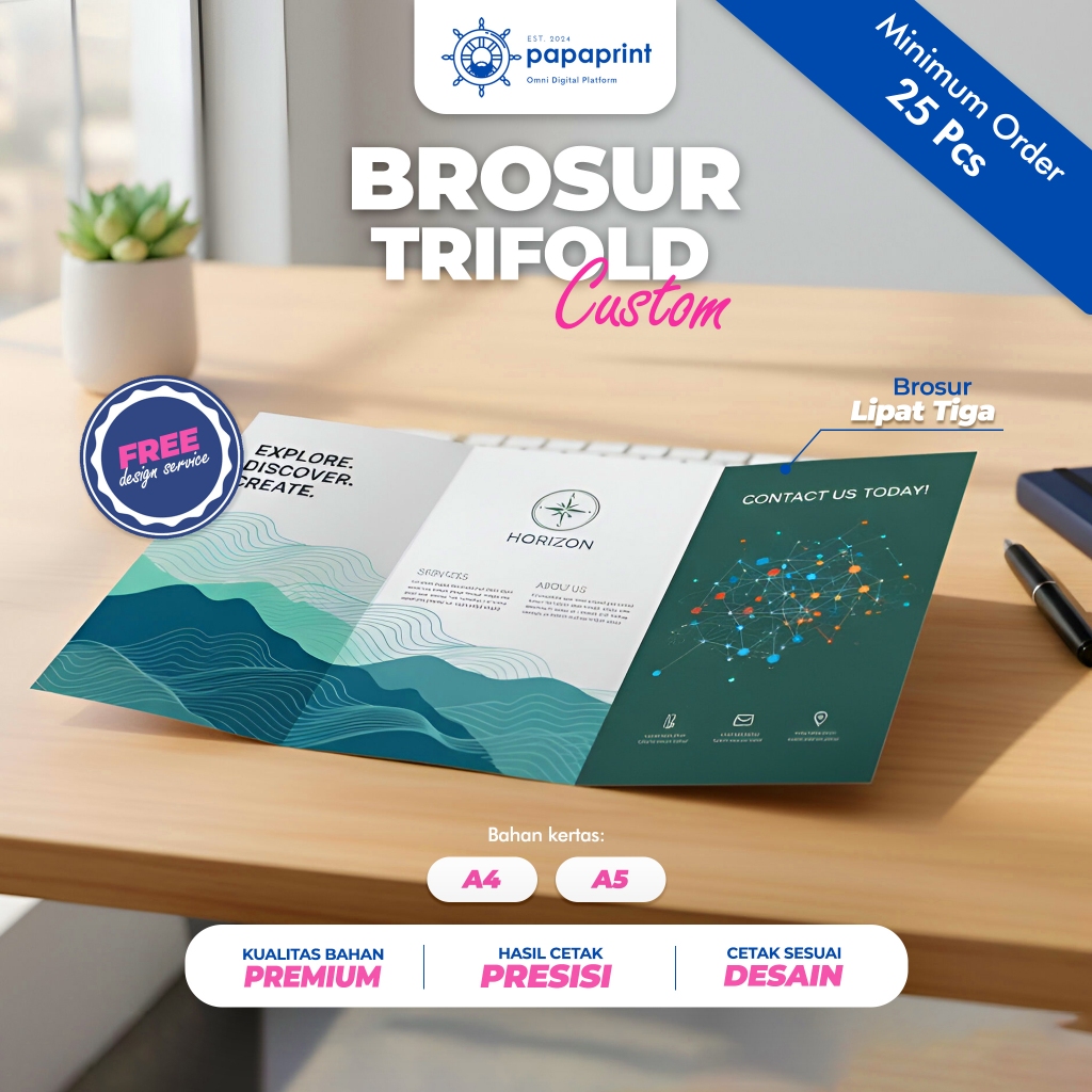 PAPAPRINT CETAK INSTANT Cetak Brosur Lipat 3 Bahan Art Paper 150gsm Cetak Leaflet Lipat