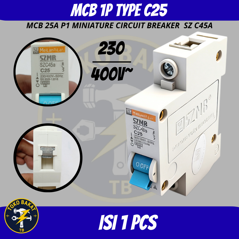 MCB SZMR 25A Pemutus Arus Listrik SZMR 25A Miniature Circuit Breaker MCB SZMR 25A SNI / Pengamana Ar