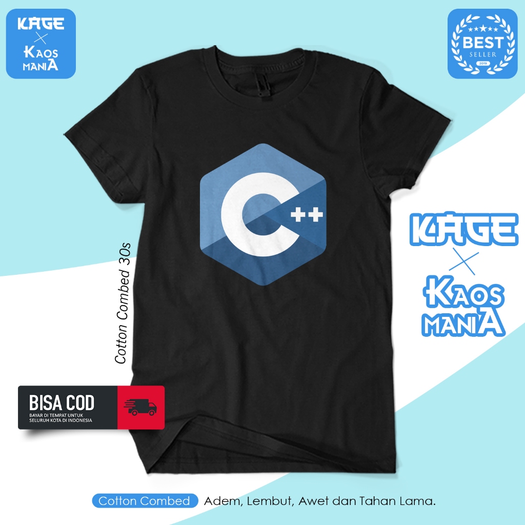 Kaos C++ Programmer Hardcore - Baju Kaos Coding Engineer Cotton Combed 30s BERGAYA