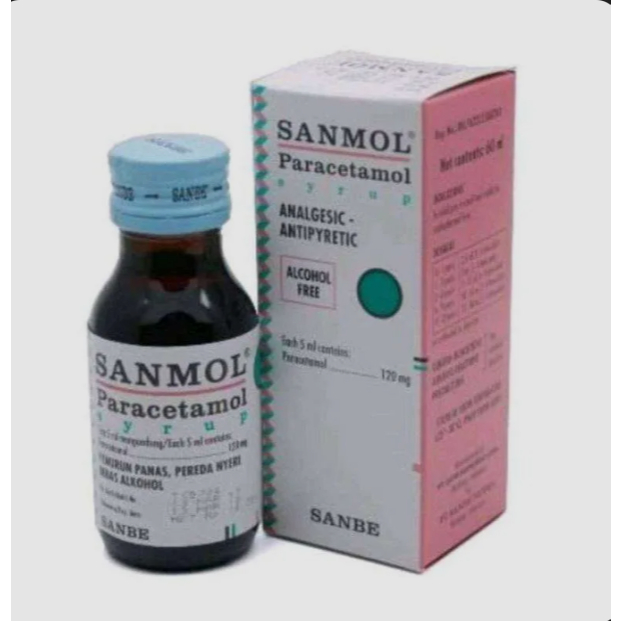 SANMOL PARACETAMOL SYR 60 ML, Paracetamol Penurun Demam, Sakit Gigi, sakit Kepala Anak, Meringankan 