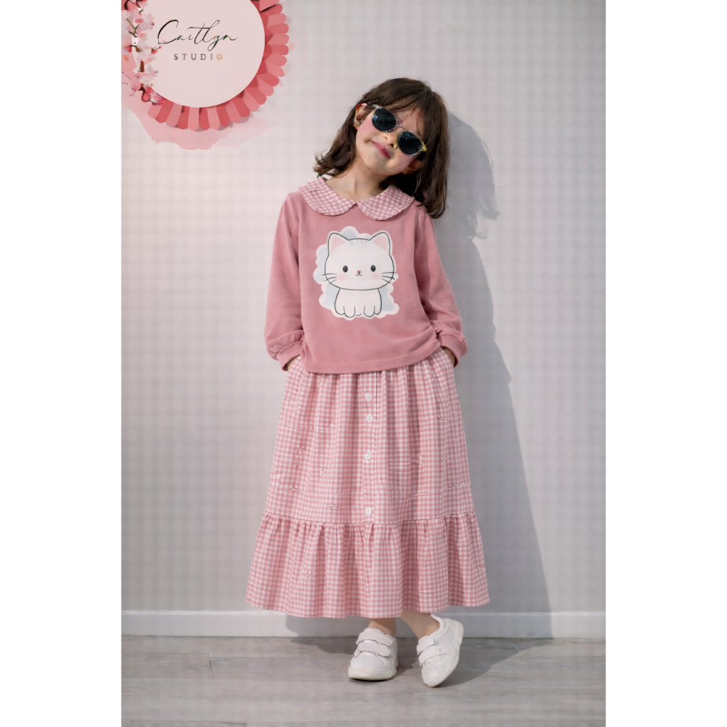 Setelan Anak Perempuan Terbaru 2025 Baju Anak Lucu Motif Kotak Premium  Bahan Adem