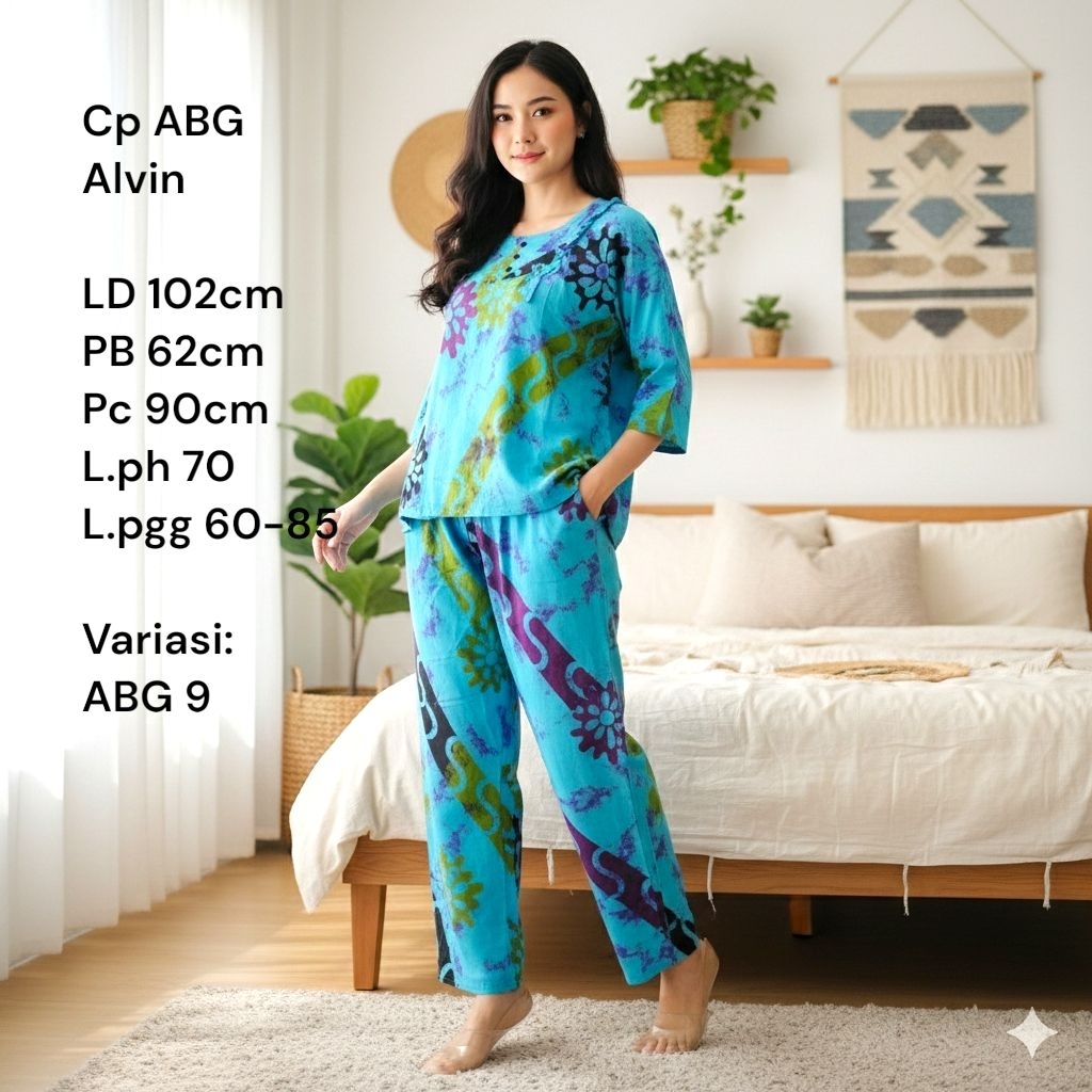 Setelan CP Cetak ABG, DEWASA Dan JUMBO Lengan 3/4 Dari Batik Alvin