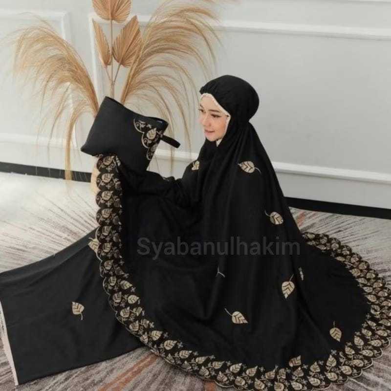 Mukena Khadijah Mewah Motif Daun Super Jumbo Terbaru 2026 Mukena Dewasa Khadijah Terbaru