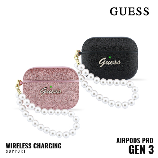 Case for AirPods Pro 3 GUESS Glitter Pearl Strap