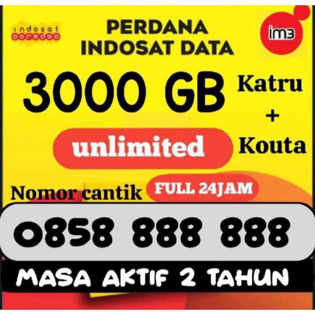 Promo Kartu Perdana Indosat 10Digit Bonus Kuota 3000GB Support Jaringan 4G