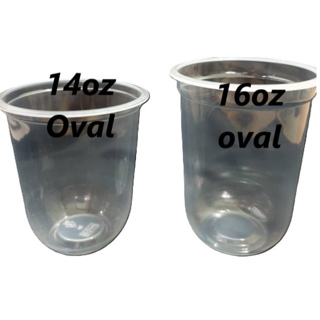 Gelas Plastik 14oz dan 16oz OVAL (isi 50) 5gr