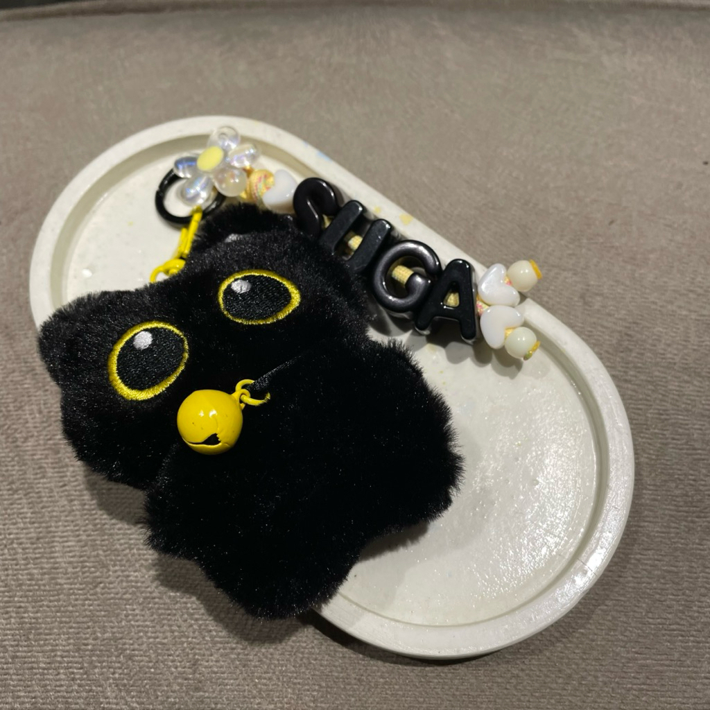 BTS SUGA TANG Bagcharm Black cat kucing hitam boneka halus gantungan kunci keychain