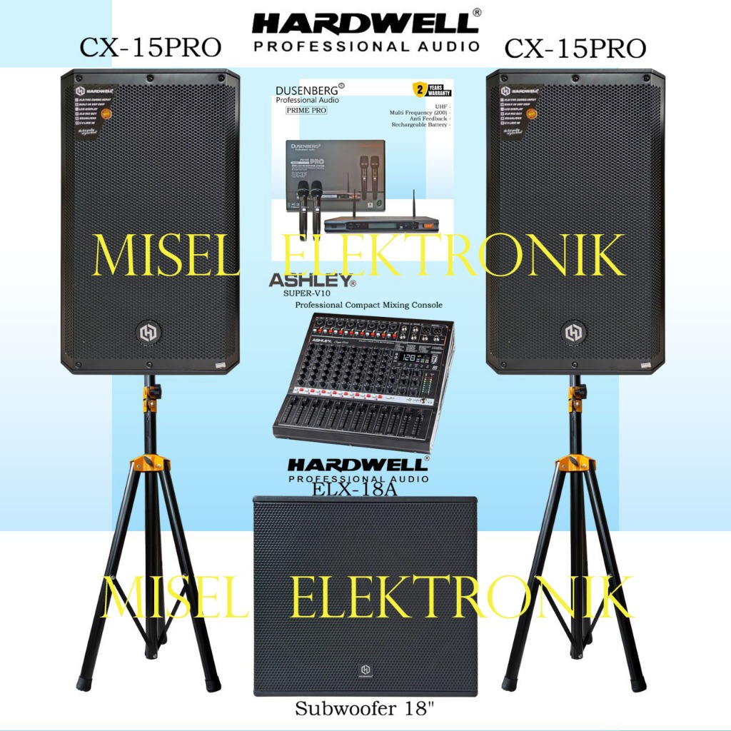 Paket Sound System Indoor Speaker Aktif 15 Inch Hardwell CX-15PRO SUbwoofer 18 Inch