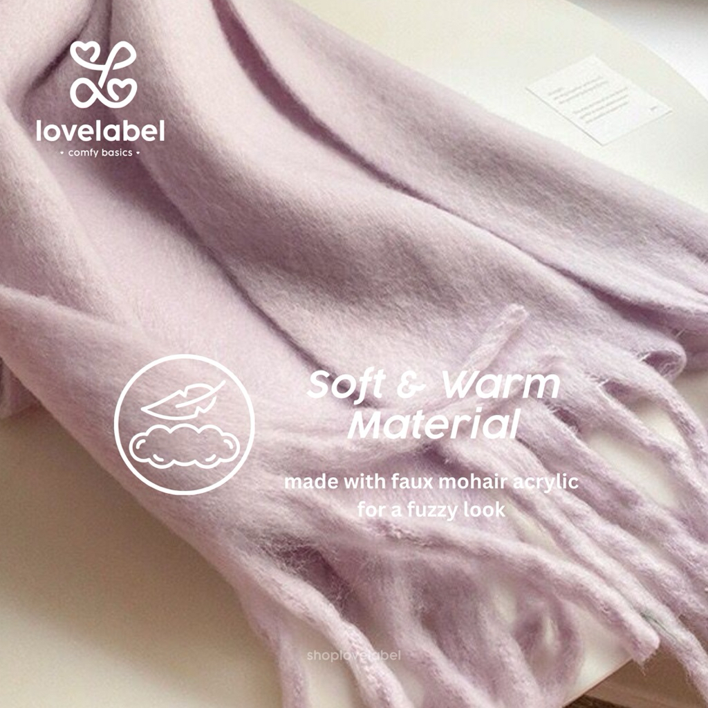 OFFICIAL SHOPLOVELABEL LOLLY SHAWL SCARF - SYAL SELENDANG WANITA PANJANG FUZZY ACRYLIC TEBAL AUTUMN
