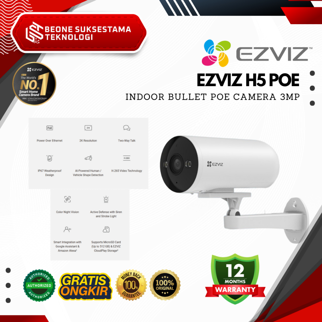 EZVIZ H5 POE 3MP Smart Poe Security Camera