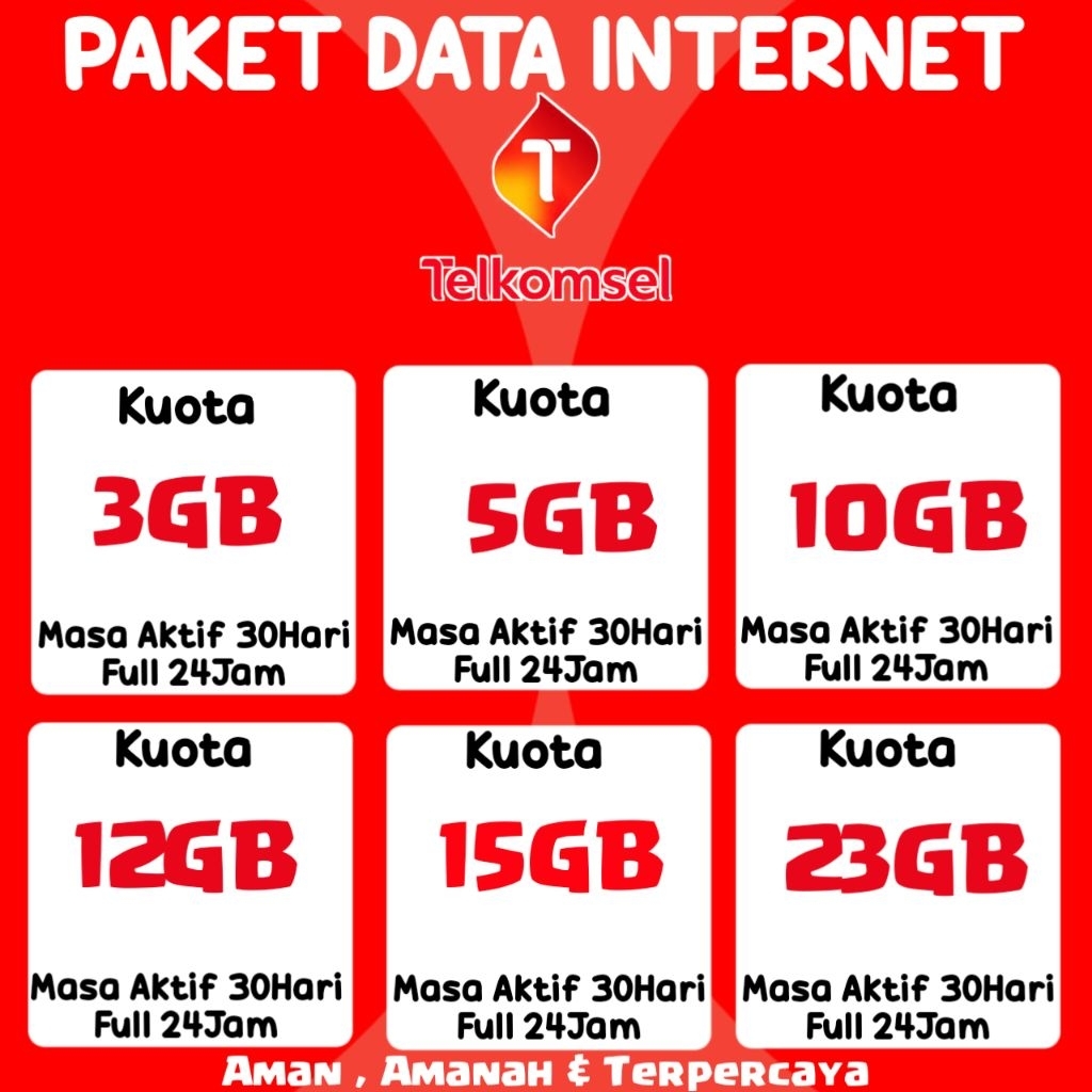 Pulsa Telkomsel Flash Full Kuota Utama Masa Aktif 30Hari