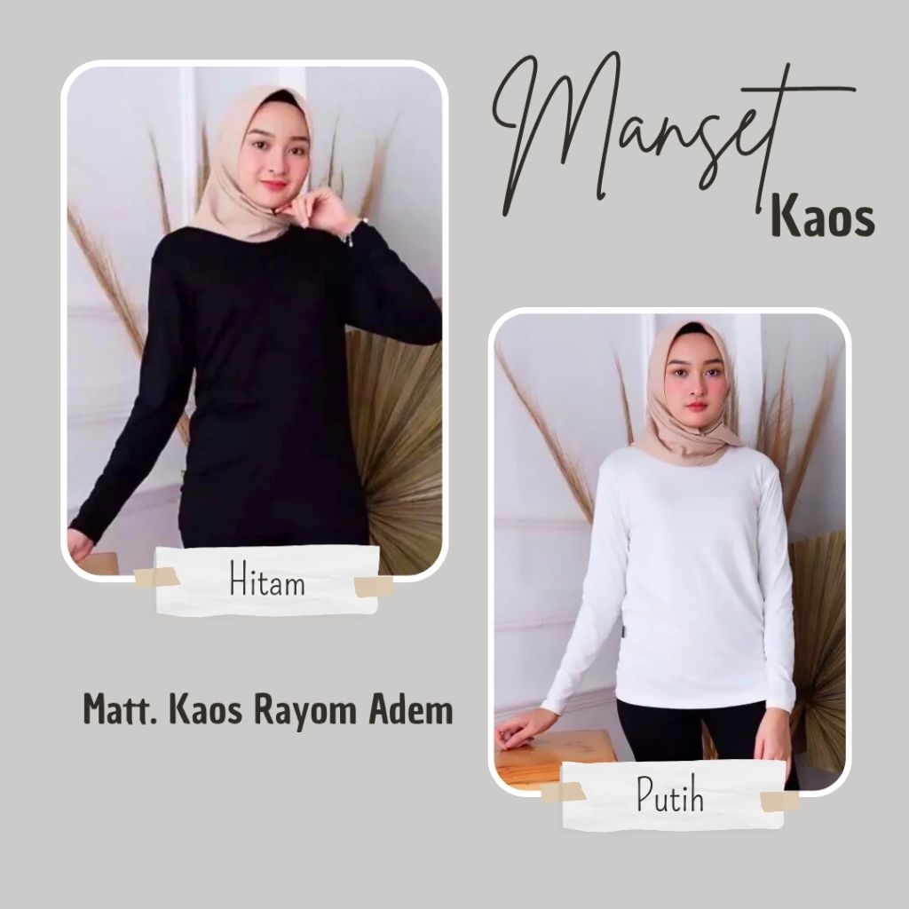Manset Kaos Rayon Manset Hitam - Putih / Basic Kaos Manset Dalaman Baju Kaos Rayon Premium Adem