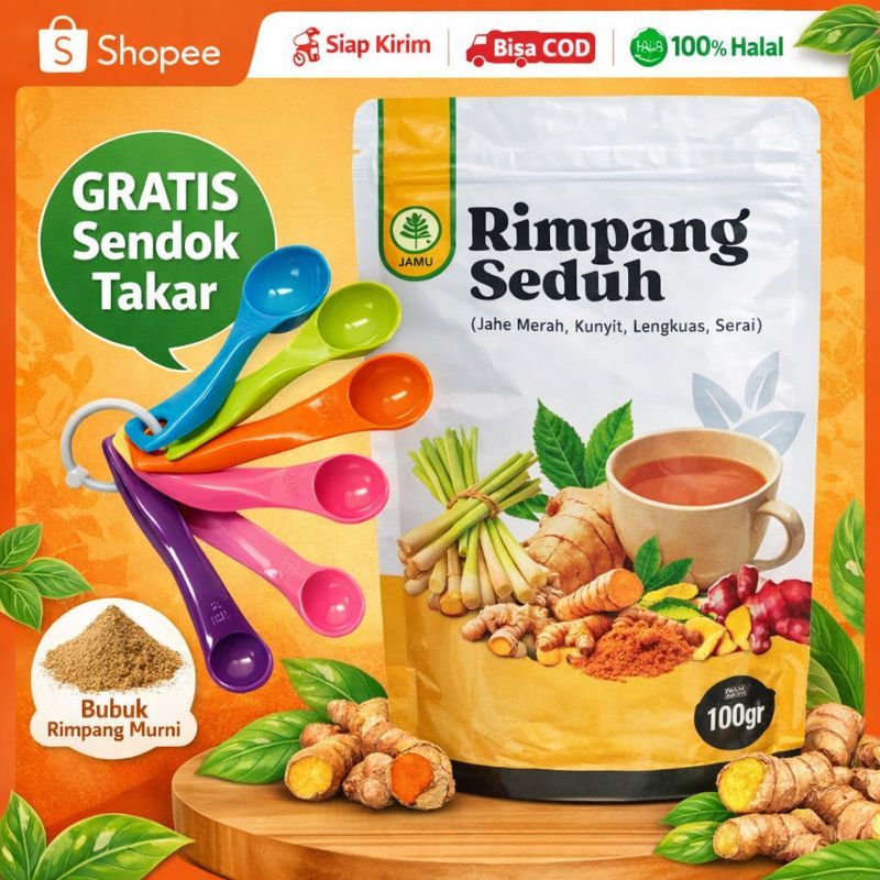 Rimpang Seduh JSR | Rimpang Bubuk | Pelangsing | Penurun Berat | Jahe Merah Kunyit Lengkuas Serai
