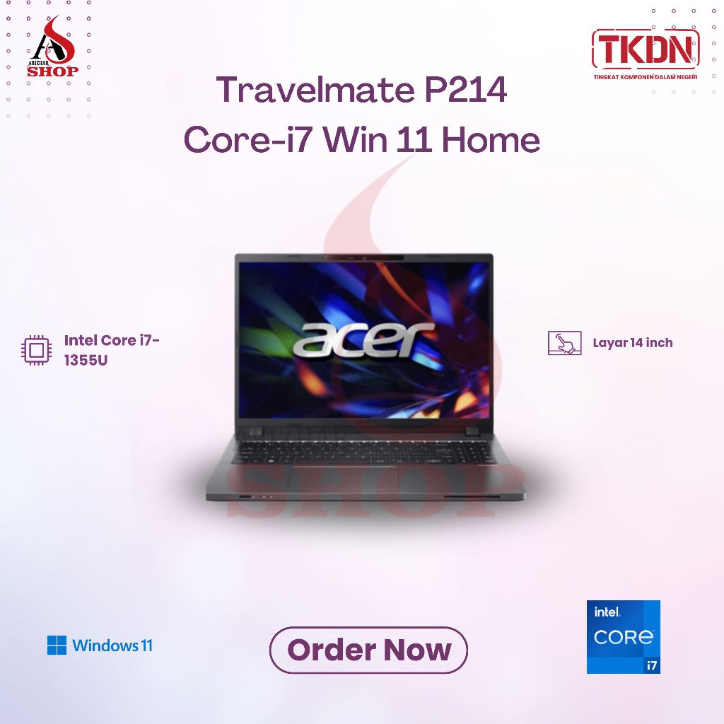 Acer TravelMate P214 TMP2140445 Laptop Core i7 Windows 11 Home 14” FHD RAM 8GB SSD 512GB – Tipis & R
