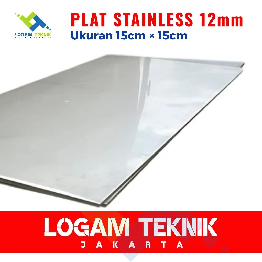 PLAT STAINLESS 304 ukuran 12mm × 15cm × 15cm | PLAT STAINLESS STEEL 304