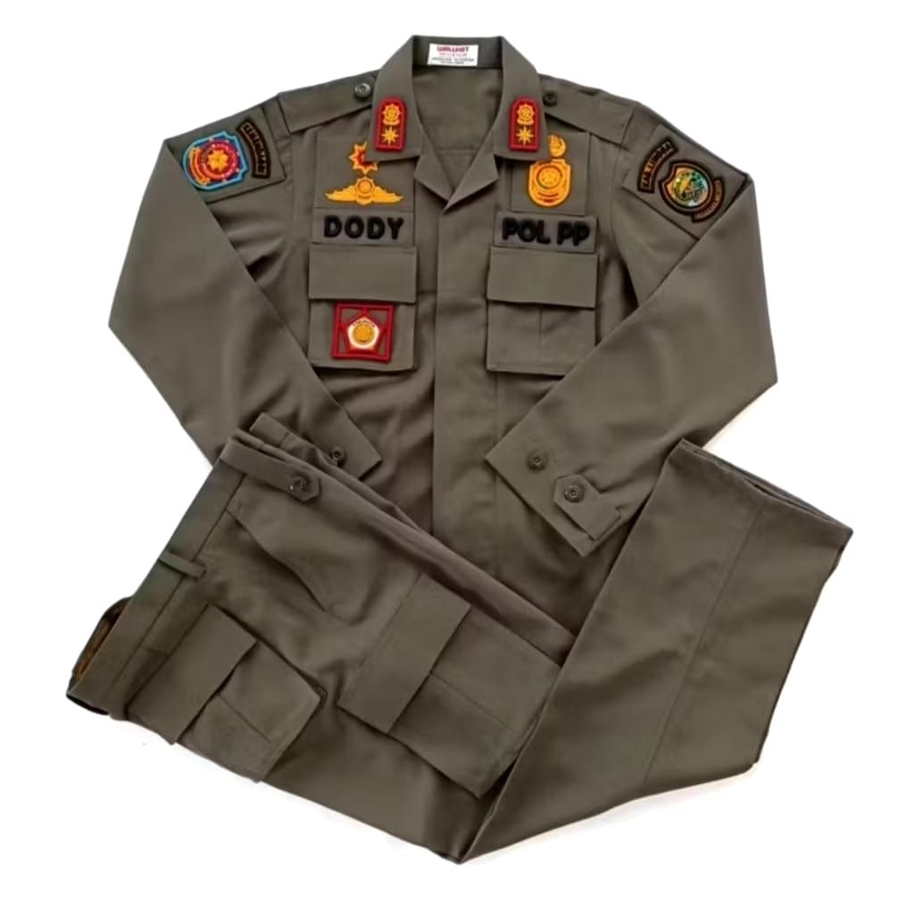 SRAGAM SATPOL PP PDL BAHAN LUSTER PREMIUM TERBAIK STELAN SATPOL PP BAHAN LUSTER NO 22 INDONESIA