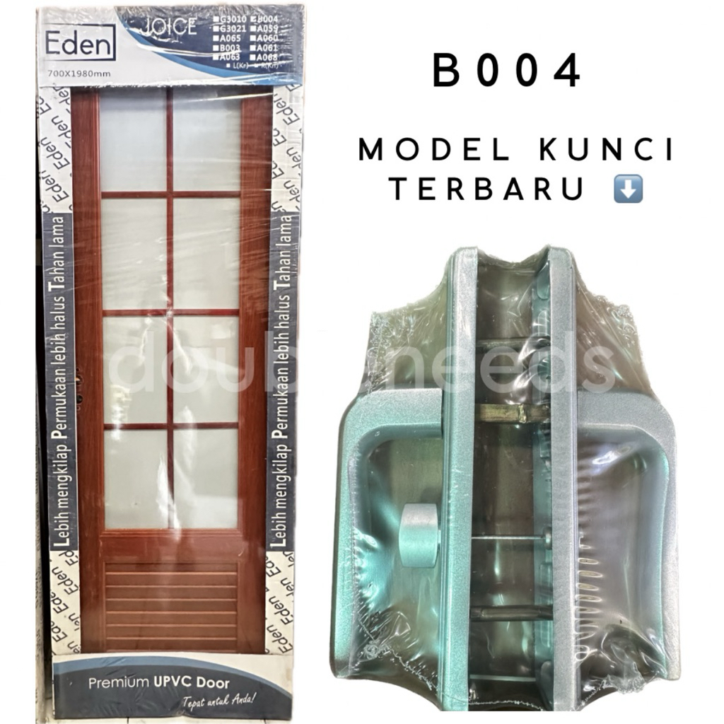 PINTU UPVC KAMAR MANDI EDEN B004 / PINTU EDEN MOTIF KAYU / PINTU KAMAR MANDI MOTIF MINIMALIS KACA