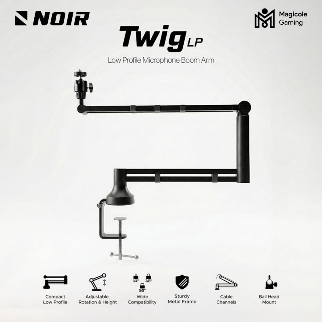 Noir Twig LP – Low Profile Modular Microphone Boom Arm - Mikrofon Arm