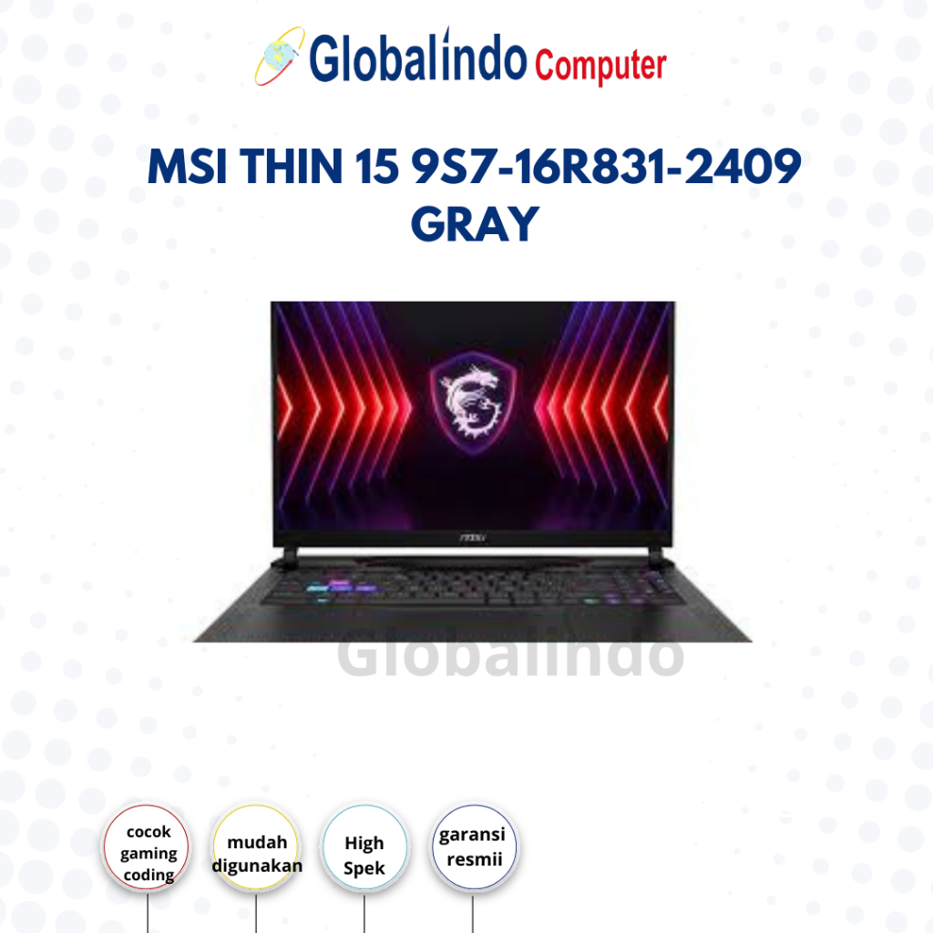 MSI THIN 15 9S7-16R831-2409 GRAY CORE i5 LAPTOP GAMING
