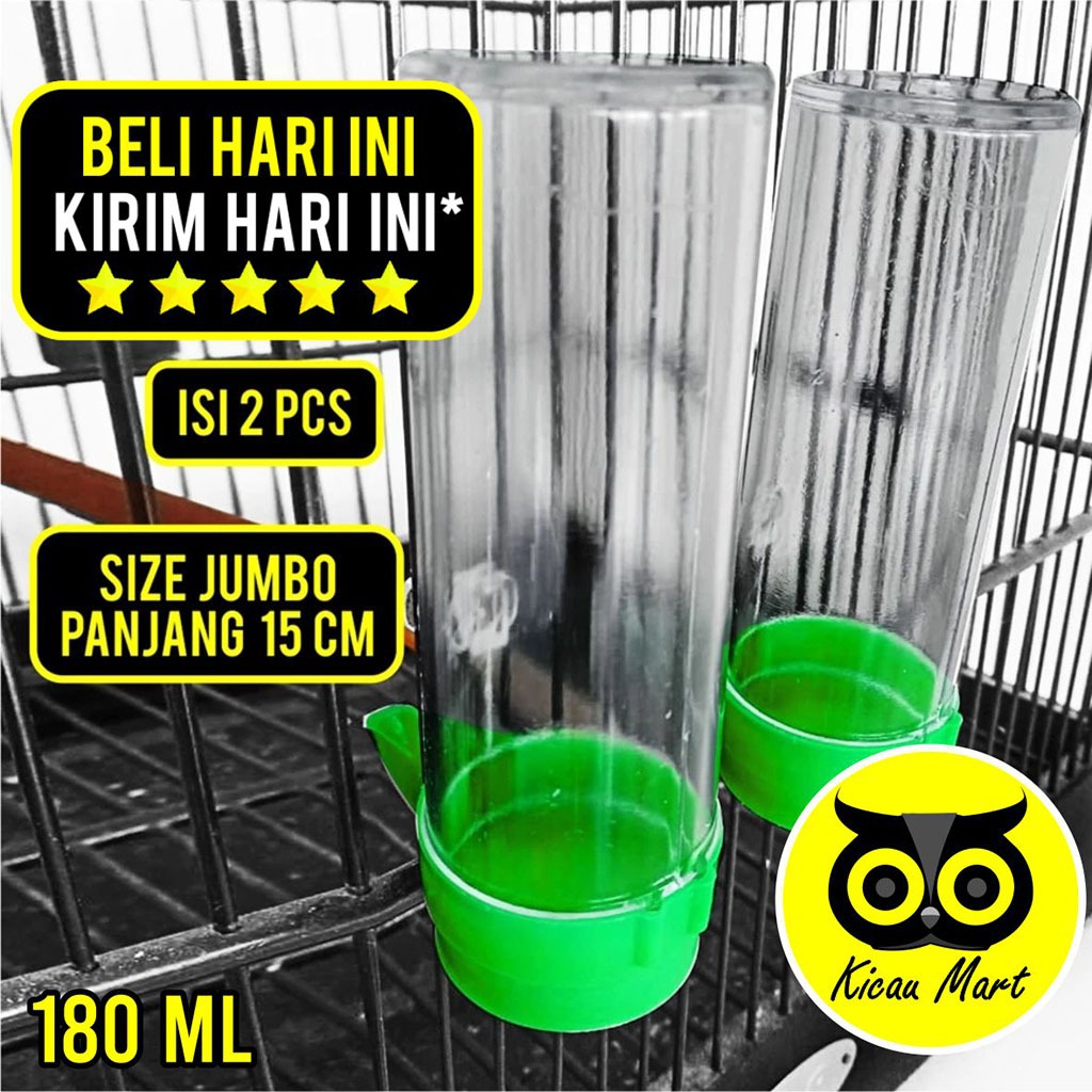 KICAU MART Dispenser Jumbo Tabung Panjang Pasang Di Luar Sangkar Cepuk Ternak Batre Kenari Dispenser