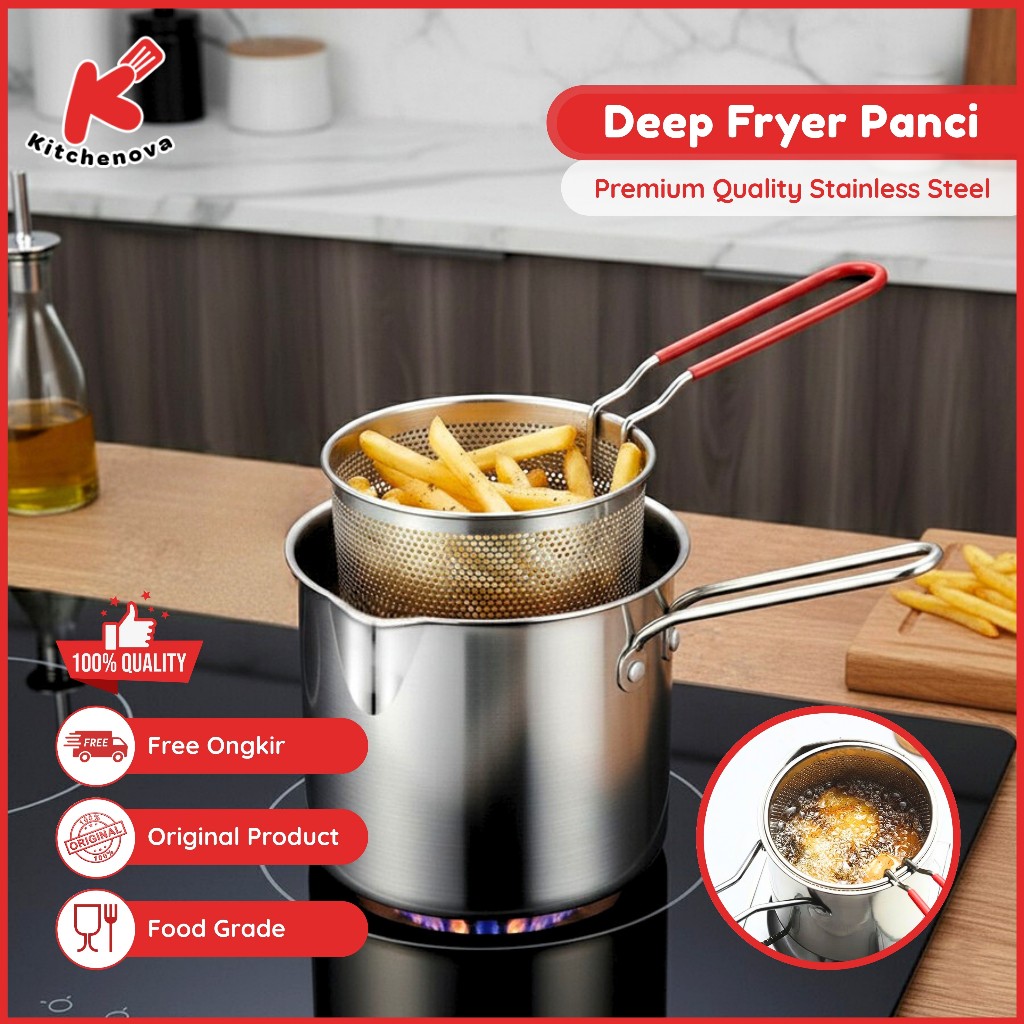 Panci Deep Fryer Panci Goreng Ayam Kentang Panci Tirisan Minyak Deep Fryer Manual 304 - 515