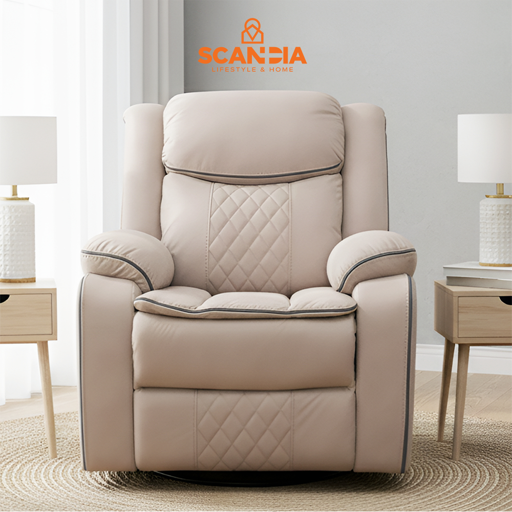 SCANDIA Dahlberg Sofa Recliner 1 Seater With Rocking 92x95x103 - Kursi Santai Nyaman Coklat Muda Tid