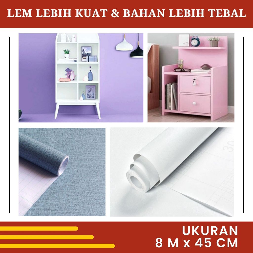 Wallpaper Sticker Dinding Polos Walpaper Dinding Dekorasi Kamar Motif Polos Aesthetic 10 Meter
