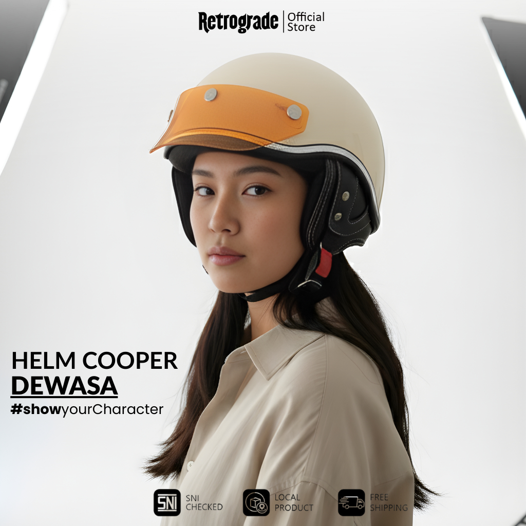 Helm RETROGRADE Chip Cooper Klasik Vintage Dewasa Remaja Helm Dewasa Remaja Pria Wanita Estetik | Co